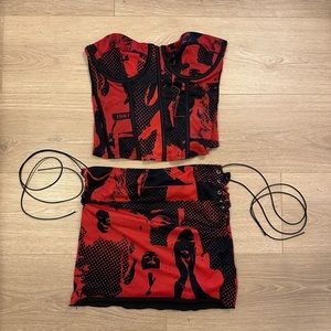 Aly Mesh Corset Top x Tati Mini Mesh Skirt (Set)